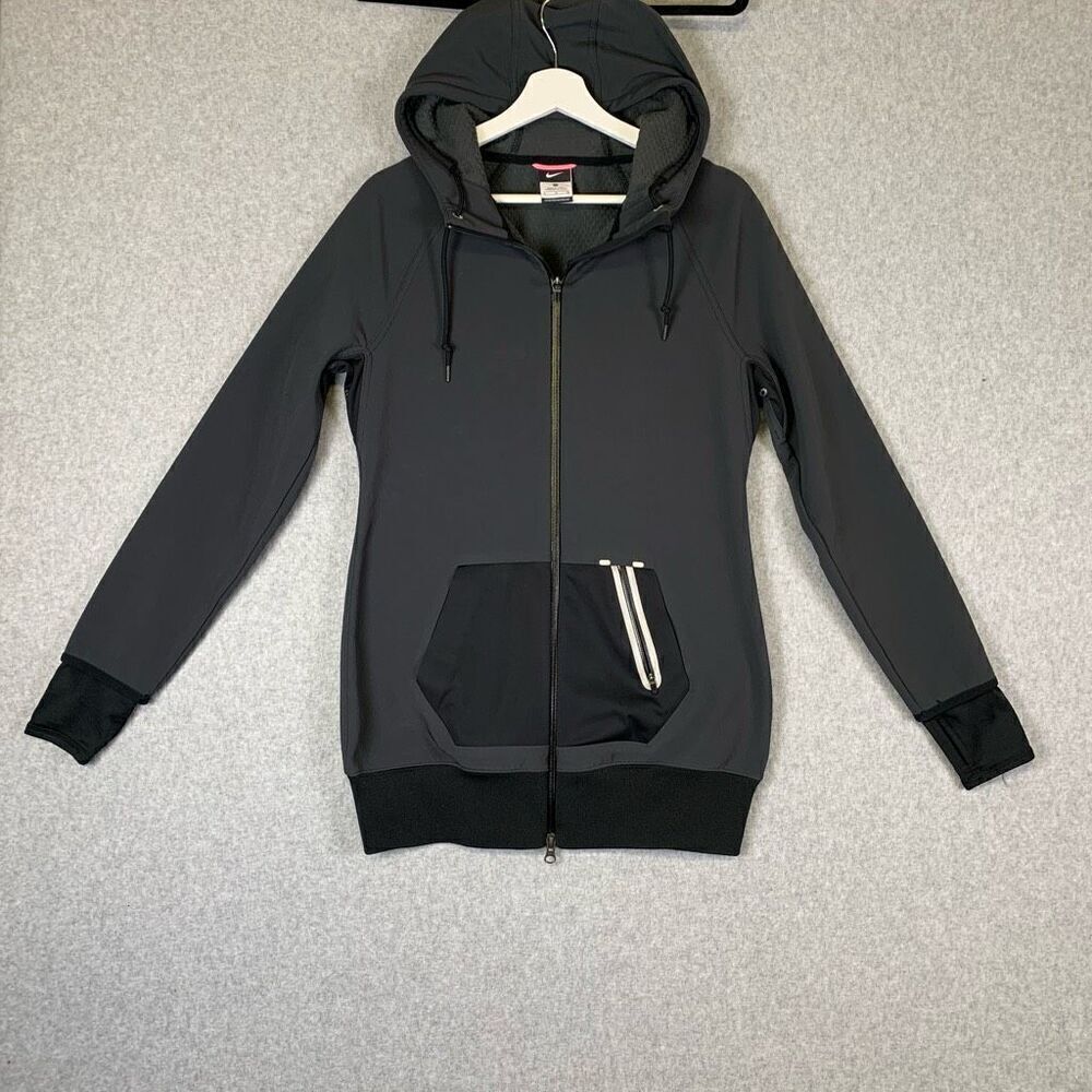 Nike Women’s Size Medium Sportswear Essentials Jacket Hoodie Ripple Woven Grey